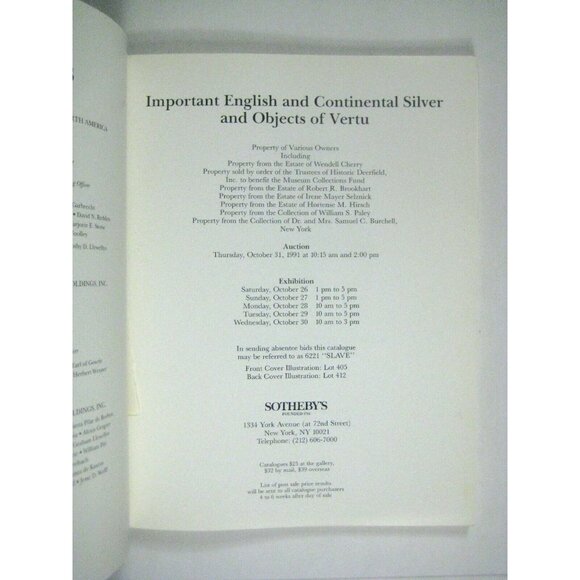 Sothebys Auction Catalog 1991 English Continental Silver Objects Vertu 6221 - Picture 3 of 6